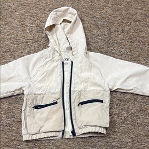 Zara Toddler Two Toned Cream Rain Jacket with Hood